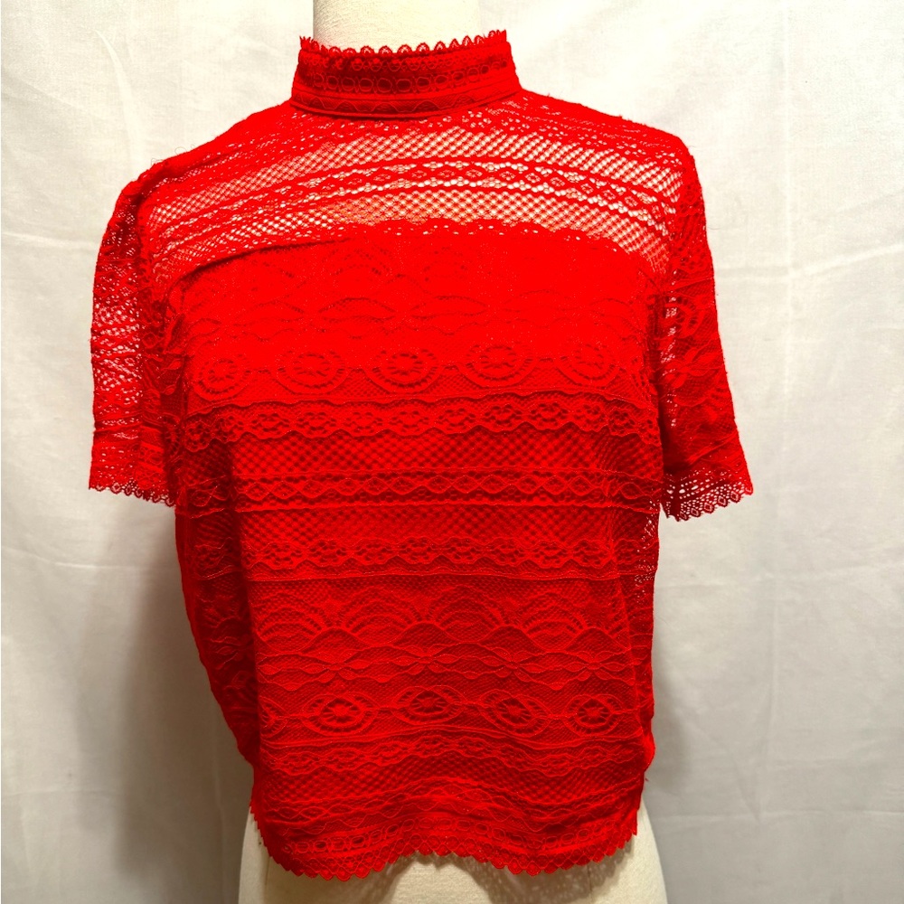 Red lace guess shirt with sheer  back